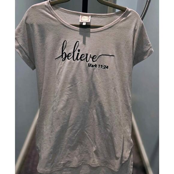 NWT Trueselfs Believe Mark 11:24 Faith Graphic Tee Christian Bible Verse L - Picture 3 of 5